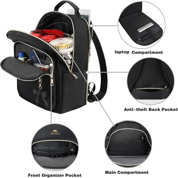Stylish 15.6 Inch Waterproof Backpack Purse with USB Port - Ideal for Women